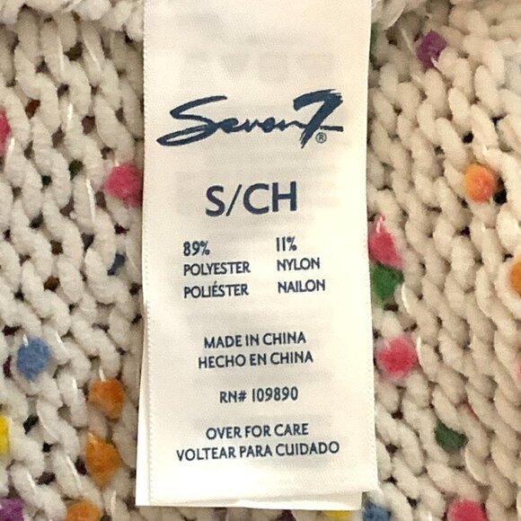 Seven7 Slouchy Chunky Knit Sweater Sz S Multicolor Confetti Pom Poms 193G - Picture 6 of 8